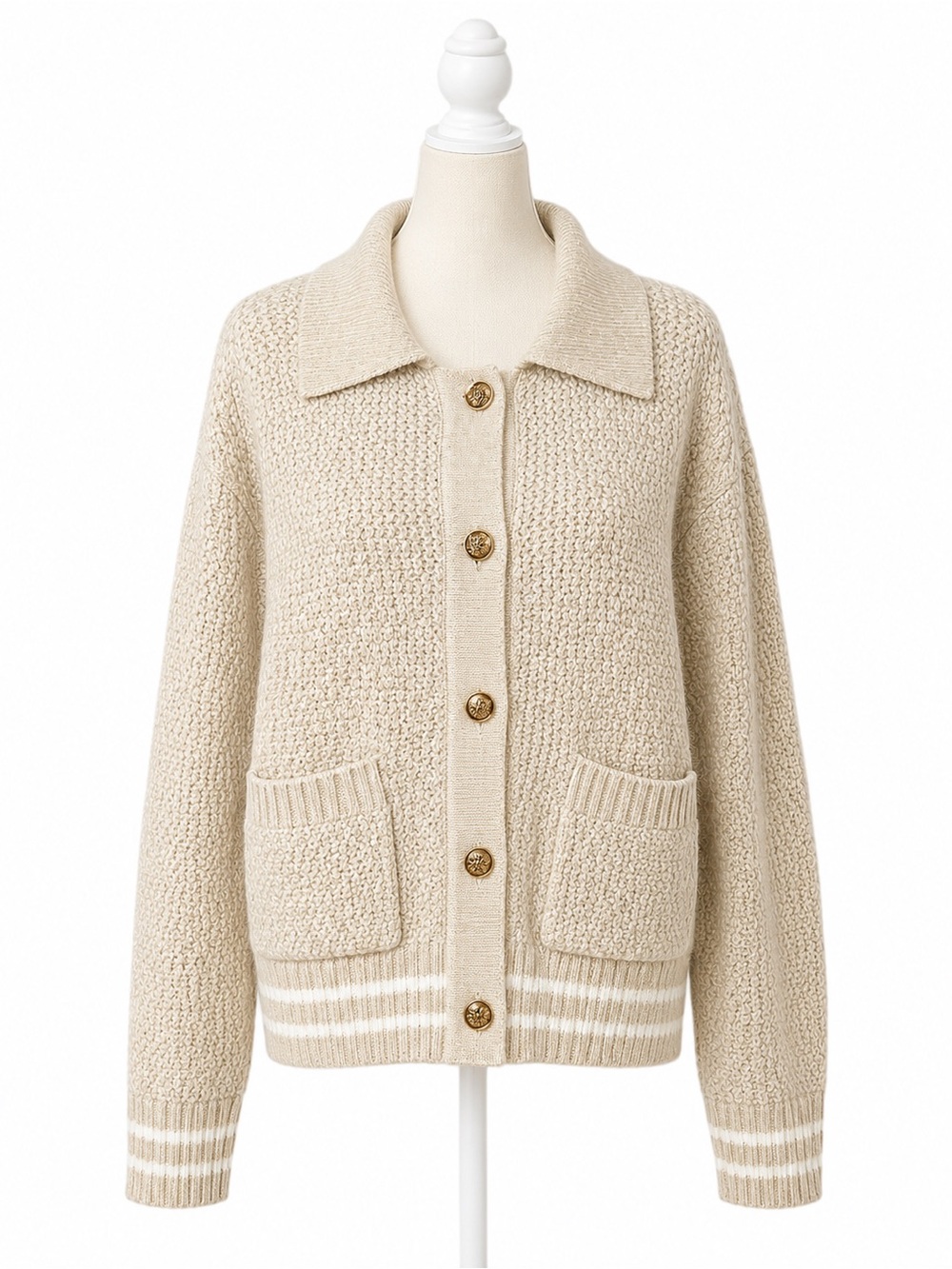 1.STATE NWT Cream Chunky Knit Cardigan M Soft Cozy Grandpa Style Sweater